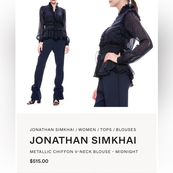 Jonathan Simkhai Black Ruffled Peplum Blouse - Picture 2 of 8